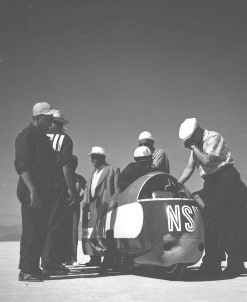 1956 World Record A1 500cc class 1 km & 5km flying start Wilhelm Herz GER NSU Streamliner Bonneville Salt Flats Utah USA