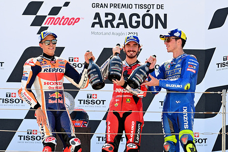 MARC MARQUEZ SPA / FRANCESCO BAGNAIA ITA / JOAN MIR SPA 
Podium
MotoGP
  GP Aragon 2021 (Circuit Motorland)
10-12.09.2021
photo: Lukasz Swiderek
www.photoPSP.com
@photopsp_lukasz_swiderek
