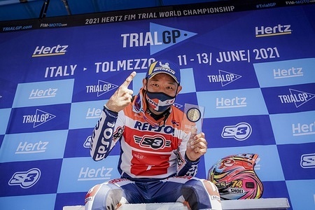 2021 FIM Trial World Championships - Tolmezzo - (ITA), Sunday 13 June 2021, Race 2, Podium TrialGP: Takahisa Fujinami (Montesa)